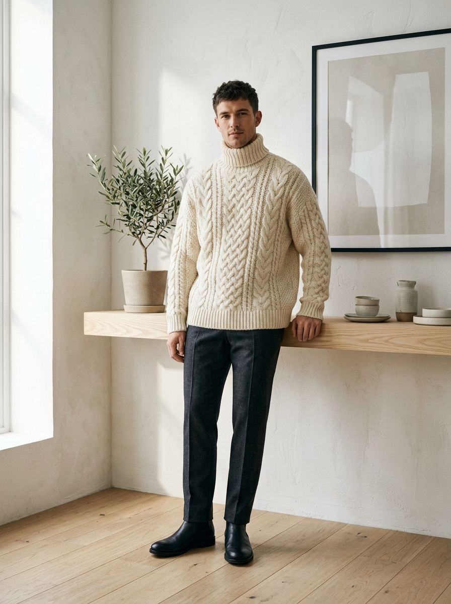 Quince Organic Cotton Fisherman Crew Sweater