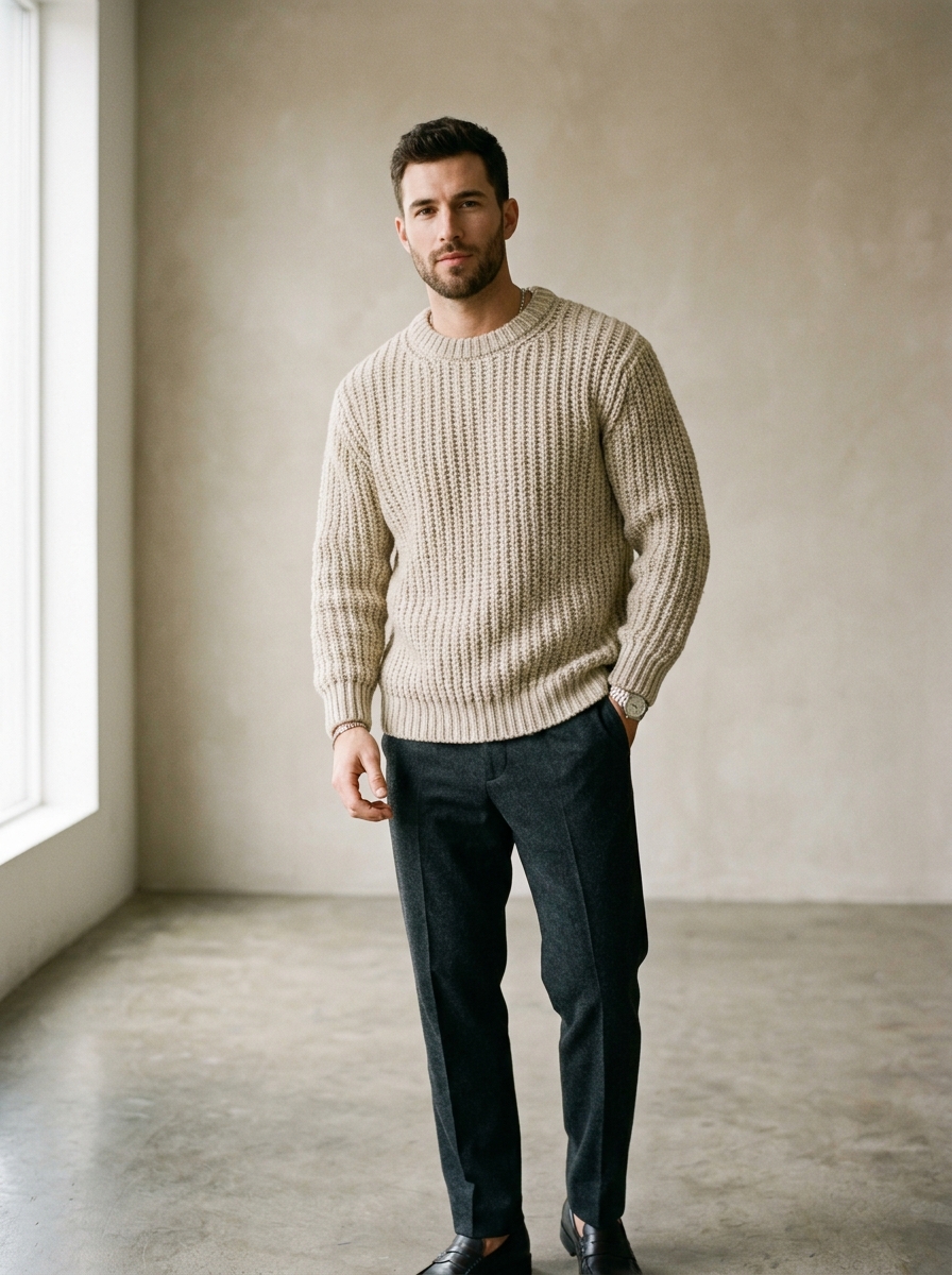Uniqlo Men Premium Lambswool Crew Neck Sweater