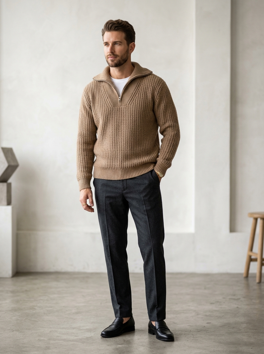 Quince Australian Merino Wool Half Zip Sweater